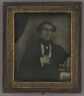 Portrait of a Man with Books; American; about 1840; Daguerreotype
