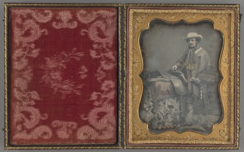 Portrait of a Man with a Saddle; American; 1850–1854; Daguerreotype, hand-colored