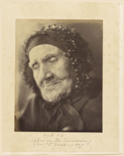 Aged 94, Taken on the Anniversary of her 72d Wedding day Head and shoulders portrait of an elderly woman; Julia Margaret Cameron