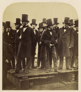I. K. Brunel and Others Observing the  Great Eastern  Launch Attempt; Robert Howlett, British, 1831 - 1858, London, England
