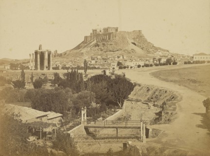 Athens - view of the Acropolis from the southeast, including temple of Zeus Olympios and arch of Hadrian; Dimitrios Constantin