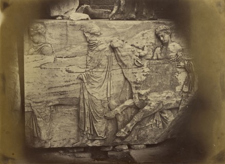 Athens - sculptural fragment, Parthenon frieze; Dimitrios Constantin, Greek, active 1858 - 1860s, 1865; Albumen silver print