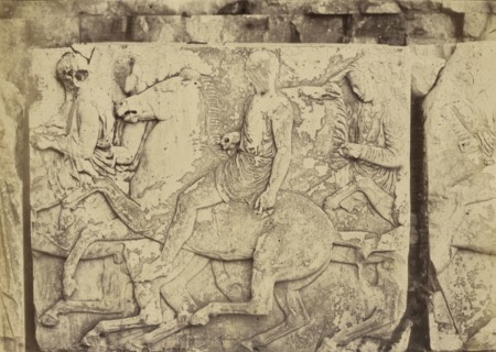 Athens - sculptural fragment, Parthenon frieze; Dimitrios Constantin, Greek, active 1858 - 1860s, 1865; Albumen silver print