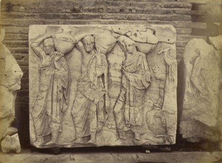 Athens - sculptural fragment, Parthenon frieze; Dimitrios Constantin, Greek, active 1858 - 1860s, 1865; Albumen silver print