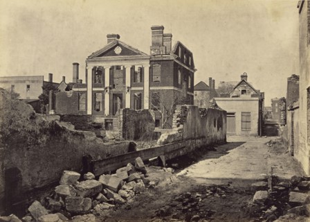 Ruins of the Pinckney Mansion, Charleston, South Carolina; George N. Barnard, American, 1819 - 1902, Charleston, South Carolina