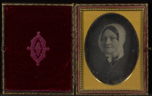 Portrait of an elderly woman in lace bonnet; Brady Gallery, about 1859 - 1862, about 1853; Daguerreotype