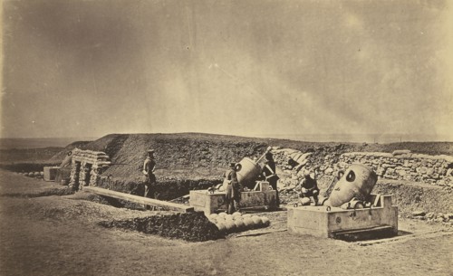 Mortar Batteries in front of Picquet House, Light Division; Roger Fenton, English, 1819 - 1869, 1855; Salted paper print