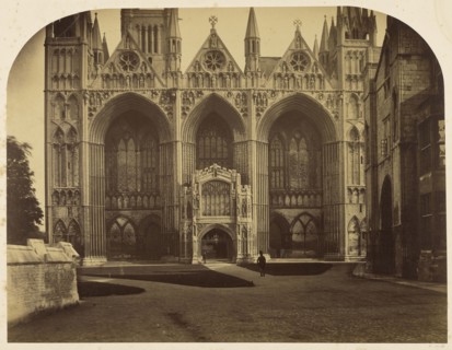 Peterborough Cathedral, West Front; Roger Fenton, English, 1819 - 1869, Peterborough, Cambridgeshire, England; about 1856