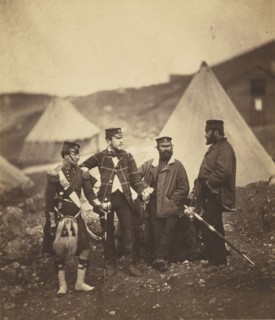Officers of the 42nd Highlanders; Roger Fenton, English, 1819 - 1869, 1855; Salted paper print; 18.9 x 16.2 cm