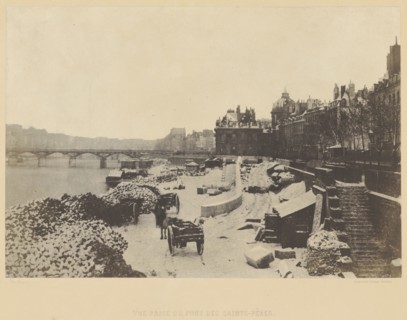 The Left Bank of the Seine from the Pont des Saints-Pères; Charles Marville, French, 1813 - 1879, Louis Désiré Blanquart-Evrard