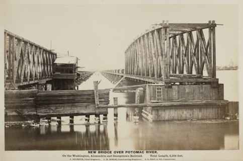 New Bridge over Potomac River. On the Washington, Alexandria and Georgetown Railroad. Total length 5,104 feet; A.J. Russell