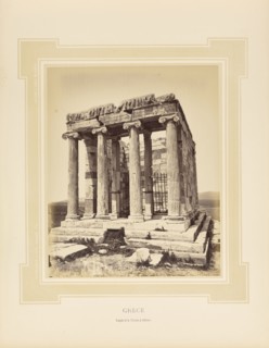 Grèce, Greece, Temple de la Victoire à Athènes; Félix Bonfils, French, 1831 - 1885, Alais, France; 1877; Tinted Albumen silver