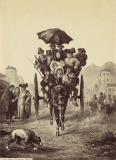 Calessa di Resina, Napoli, 1860 - 1869; Albumen silver print