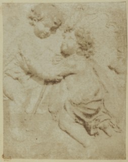 Our Lord and St. John the Baptist; Nikolaas Henneman, British, 1813 - 1893, 1845 - 1846; Salted paper print from a Calotype
