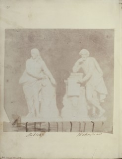 Statuettes of Milton and Shakespeare; British; 1840s; Salted paper print from a Calotype negative; 14.6 x 15.7 cm