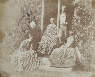 Group Portrait Including Sir David Brewster and Four Others; British; 1845 - 1850; Salted paper print from a Calotype negative