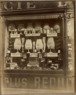 Boutique de bandagiste; Eugène Atget, French, 1857 - 1927, Paris, France; 1920 - 1927; Gelatin silver chloride printing-out
