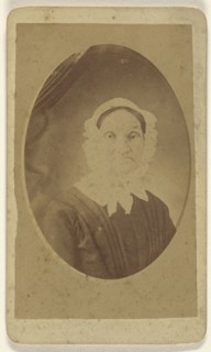 elderly woman, printed in quasi-oval style; Louis L. Liberty, American, active Vergennes, Vermont 1870s, 1870s; Albumen silver