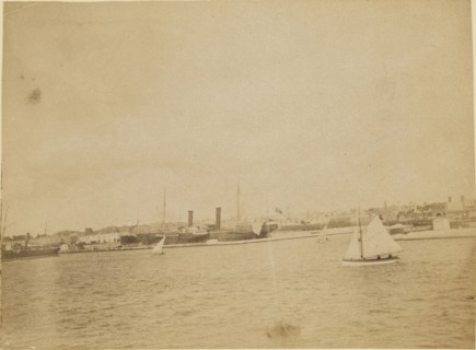 Boats on the water; about 1860 - 1880; Tinted Albumen silver print
