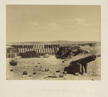 Battery No. 22, Batterie No. 22, Jean-Charles Langlois, French, 1789 - 1870, 1855; Salted paper print; 25.6 x 32.1 cm