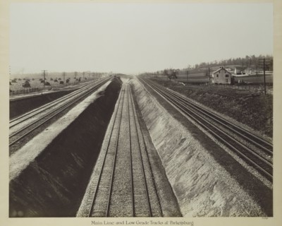 Main Line and Low Grade Tracks at Parkersburg; William H. Rau, American, 1855 - 1920, 1891 - 1895; Gelatin silver print