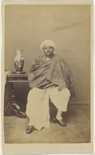 Hindu man in turban, seated; about 1865; Albumen silver print