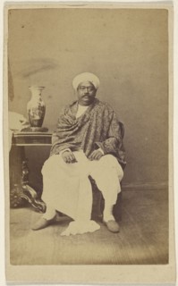 Hindu man in turban, seated; about 1865; Albumen silver print