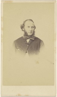 man with muttonchops, in vignette-style; about 1865; Albumen silver print