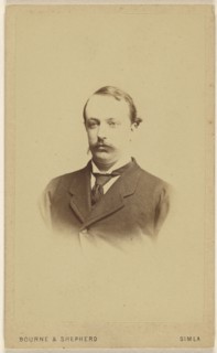 man with moustache, in vignette style; Bourne & Shepherd, English, 1863 - 2016, 1870s; Albumen silver print