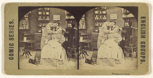 Winning the Gloves. Comic Series. English Groups; British; 1870s; Albumen silver print