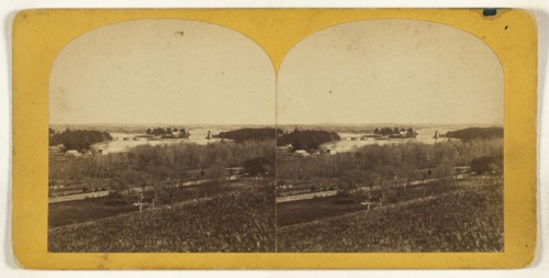 Chain Bridge from Moulton's Castle; Oliver H. Copeland, American, 1836 - 1876, December 25, 1873; Albumen silver print