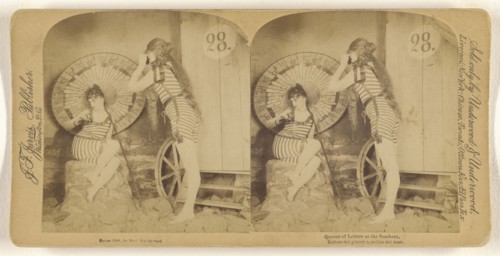 Queens of Leisure at the Seashore; Bert Elias Underwood, American, 1862 - 1943, 1894; Albumen silver print