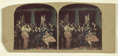 Family meeting; Attributed to London Stereoscopic Company, active 1854 - 1890, about 1865; Hand colored albumen silver print