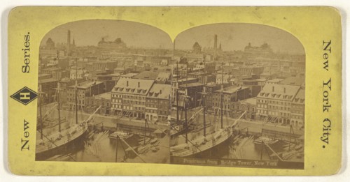Panorama from Bridge Tower, New York; American; about 1870; Albumen silver print