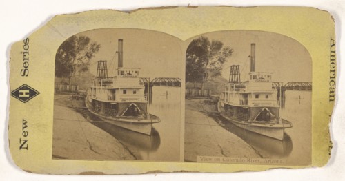 View on Colorado River, Arizona; American; about 1870; Albumen silver print