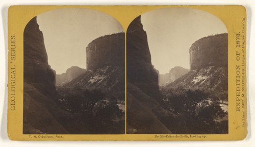 Canon de Chelle, Looking up; Timothy H. O'Sullivan, American, about 1840 - 1882, 1873; Albumen silver print