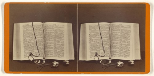 Bible opened to the Chapter of  Psalms; John P. Soule, American, 1827 - 1904, about 1870; Albumen silver print