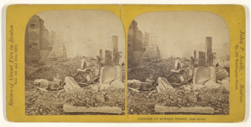 Looking Up Summer Street, from South. Boston, Mass; John P. Soule, American, 1827 - 1904, November 9-10, 1872; Albumen silver