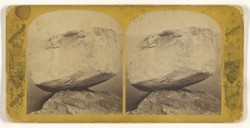 Balanced Rock, Otter Creek, Mount Desert, Maine; American; about 1865; Albumen silver print