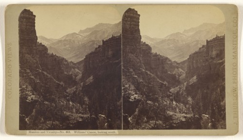 Manitou and Vicinity. Williams' Canon, looking south; James T. Thurlow, American, 1831 - 1878, 1870s; Albumen silver print