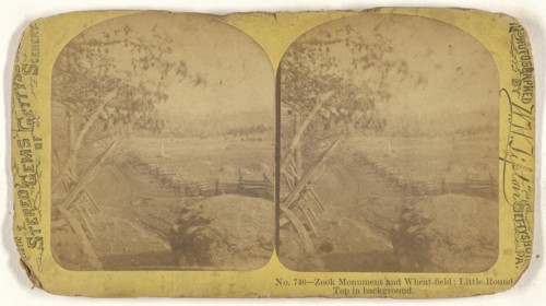 Zook Monument and Wheat-field; Little Round Top in background; William H. Tipton, American, 1850 - 1929, active Gettysburg