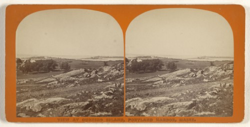 View at Cushing Island, Portland Harbor, Maine; Simon Towle, American, active Lowell, Massachusetts 1855 - 1893, 1870s; Albumen