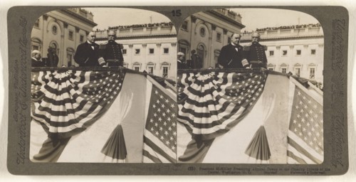 President McKinley Presenting Admiral Dewey to the Cheering Crowds at the Capitol, Washington, D.C; Underwood & Underwood