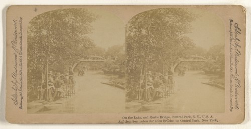 On the Lake, and Rustic Bridge, Central Park, N.Y., U.S.A; Underwood & Underwood, American, 1881 - 1940s, about 1900; Albumen
