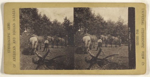 Plough and Horses; Universal Stereoscopic View Company; about 1880; Collotype