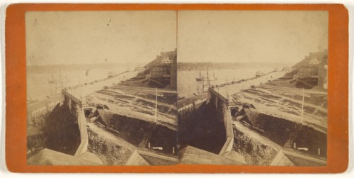 Durham Terrace being built; L.P. Vallée, Canadian, 1837 - 1905, active Quebéc, Canada, 1865 - 1875; Albumen silver print
