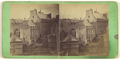 Quebec. Old Post Office and steps leading to Lower Town; L.P. Vallée, Canadian, 1837 - 1905, active Quebéc, Canada, 1865 - 1875