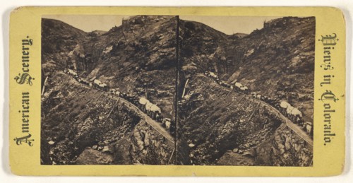Wagon Trains, Colorado; about 1870; Albumen silver print