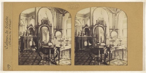 Cabinet de Toilette, Chateau de St. Cloud, F. Grau, G.A.F., French, active 1850s - 1860s, 1855 - 1865; Hand-colored Albumen