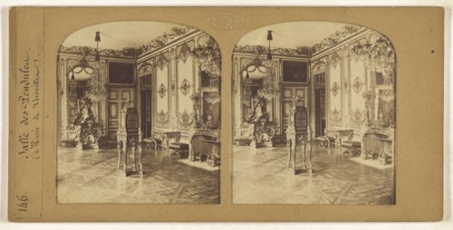 Salle des Pendules, Musee de Versailles, F. Grau, G.A.F., French, active 1850s - 1860s, 1855 - 1865; Hand-colored Albumen